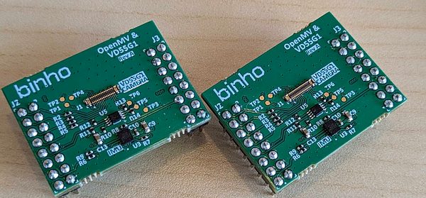 Manufactured VD55G1 I3C Sensor Shield boards showing top and bottom assemblies